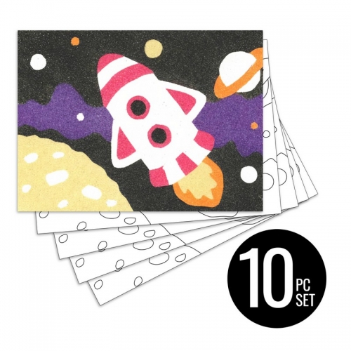 Peel 'N Stick Sand Art Board #15 - Rocket Over The Moon Multi Set *SHIPPING INCLUDED via USPS within USA*